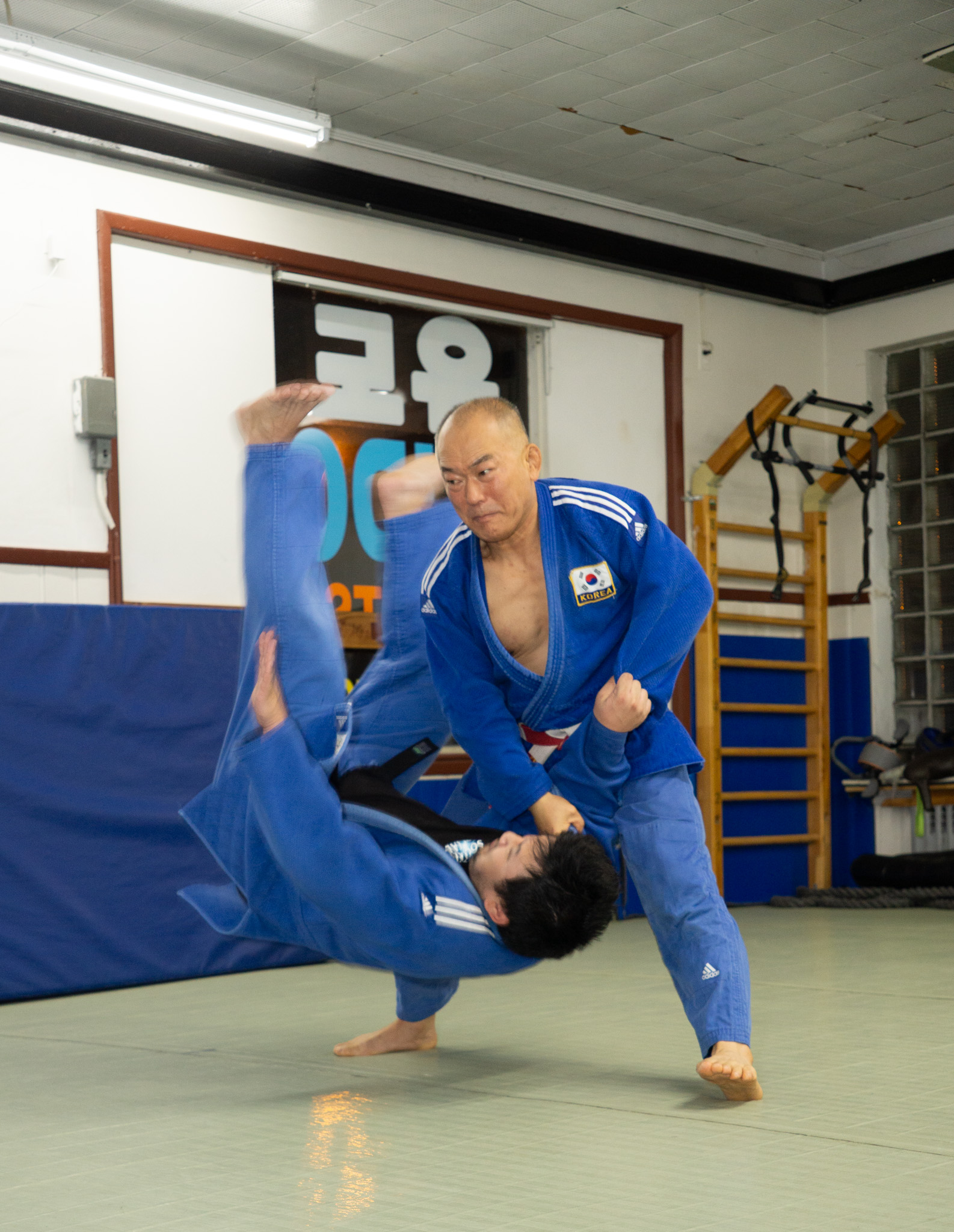 Hip throw technique demonstration